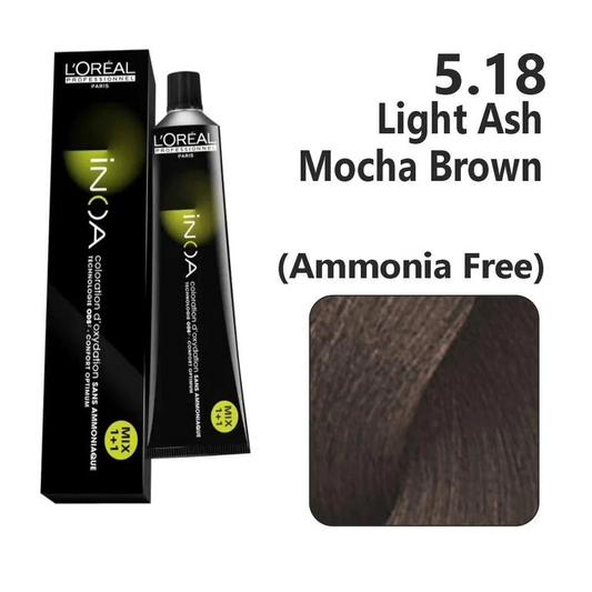 LOREAL PROFESSIONAL INOA 5.18 LIGHT ASH MOCHA BROWN 60G