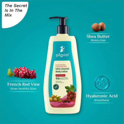 PILGRIM FRENCH RED WINE & HYALURONIC ACID ULTR-SMOOTH BODY LOTION 400ML