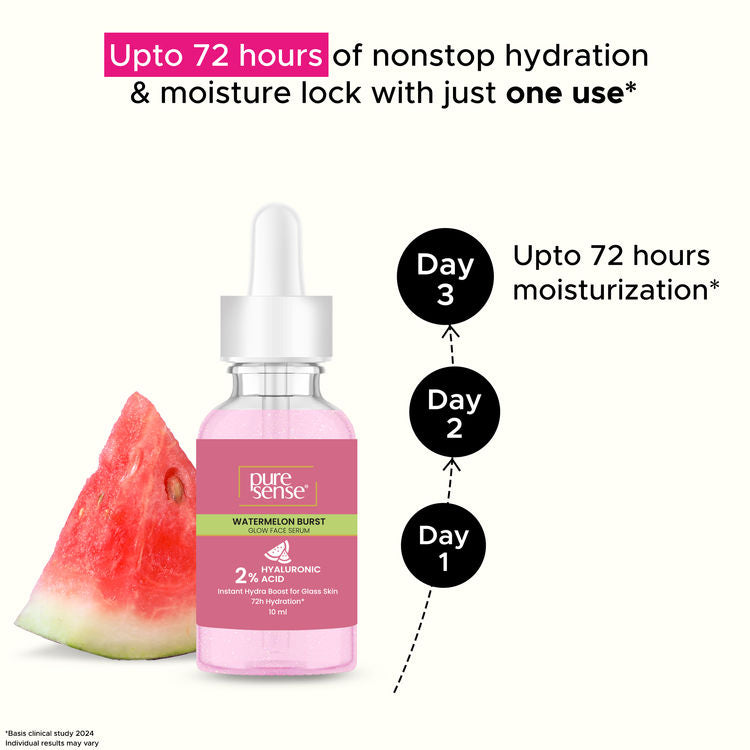 PURE SENSE WATERMELON BRUST GLOW FACE SERUM 2% HYALURONIC ACID 10ML