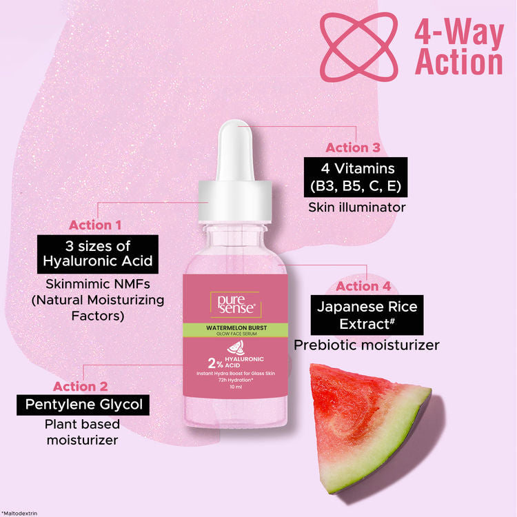 PURE SENSE WATERMELON BRUST GLOW FACE SERUM 2% HYALURONIC ACID 10ML