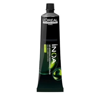 A bottle of Loreal Professional Inoa hair coloring product.