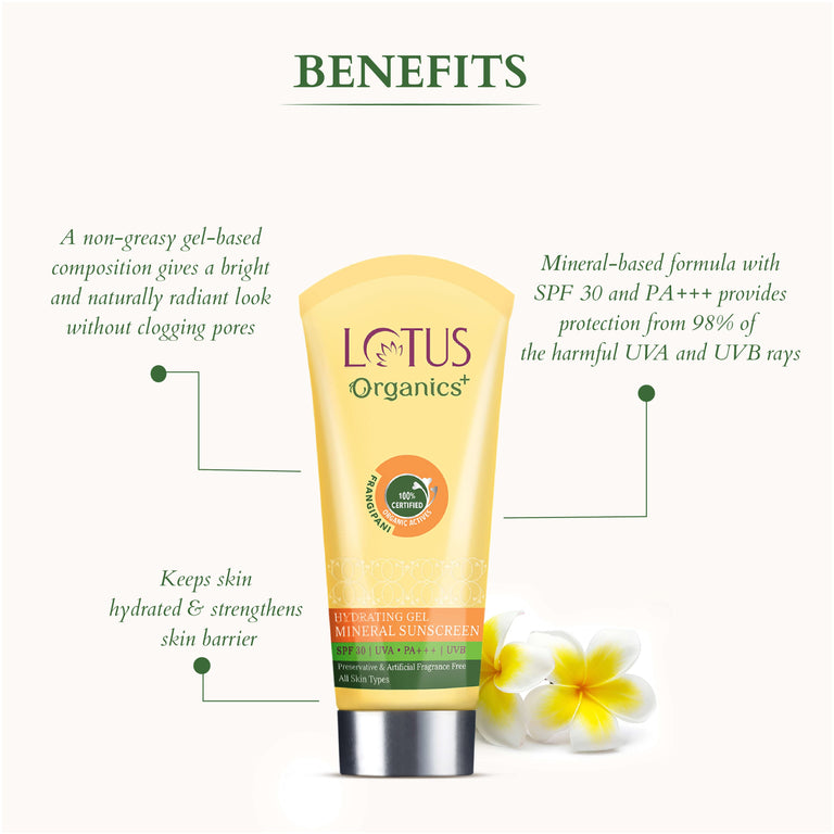 LOTUS ORGANICS HYDRATING GEL MINRAL SUNSCREEN SPF 30 100GM