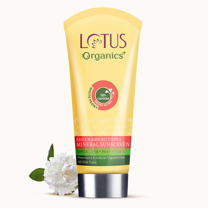 LOTUS ORGANICS SHEER BRIGHTENING MINRAL SUNSCREEN SPF 50 100GM