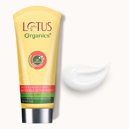 LOTUS ORGANICS SHEER BRIGHTENING MINRAL SUNSCREEN SPF 50 100GM