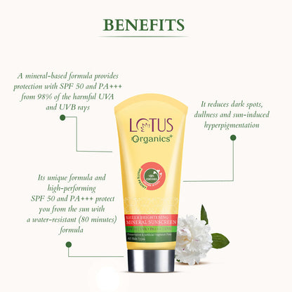 LOTUS ORGANICS SHEER BRIGHTENING MINRAL SUNSCREEN SPF 50 100GM