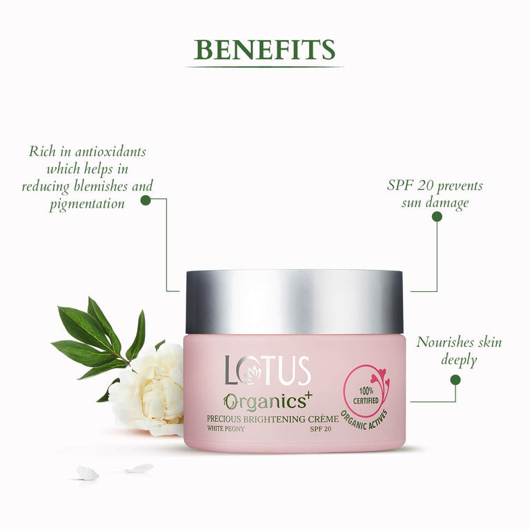 LOTUS ORGANICS PRECIOUS BRIGHTENING CREAM SPF 20 50GM