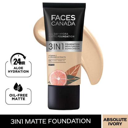 FACES FOUNDATION 3IN1 012 ABSOLUTE IVORY 25ML