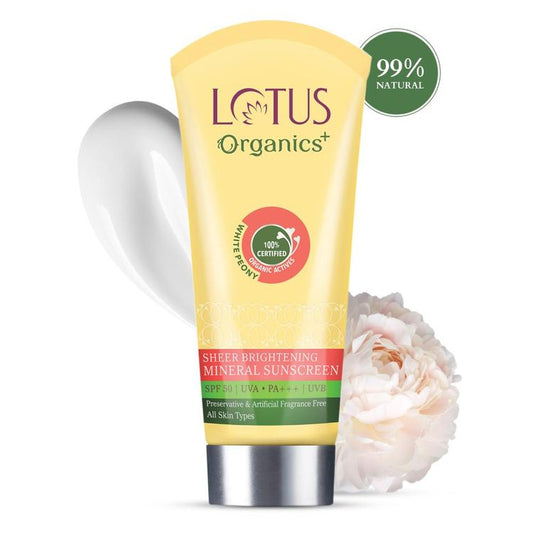 LOTUS ORGANICS SHEER BRIGHTENING MINRAL SUNSCREEN SPF 50 50GM