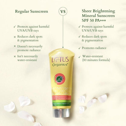 LOTUS ORGANICS SHEER BRIGHTENING MINRAL SUNSCREEN SPF 50 50GM