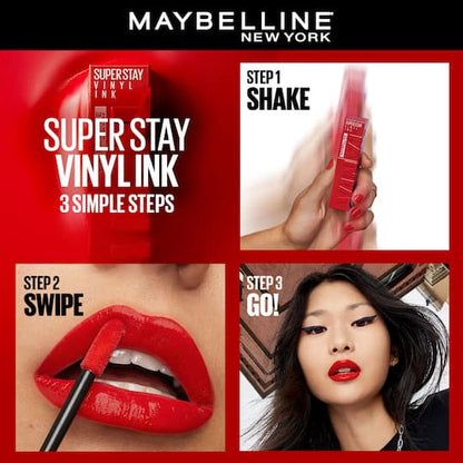 MAYBELLINE LIPSTICK LIQUID SUPER STAY VINYL INK 25 RED HOT