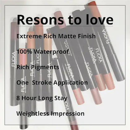 FLICKA LASTING LIPSENSE NON TRANSFER HD CRAYON 12 INSTA DIVA