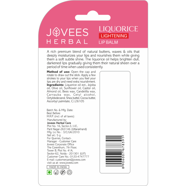 JOVEES LIQUORICE LIP BALM 5GM