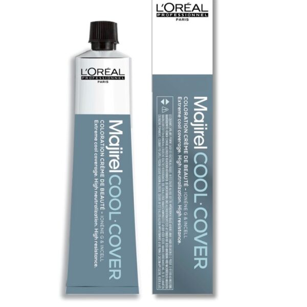L'Oreal Majirel Cool Cover hair color tube on a white background