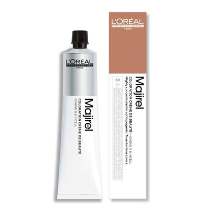 L'Oreal Majirel hair color tube and packaging on a white background