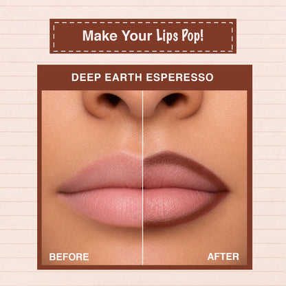 LOTUS MAKEUP ECOSTAY MATTE LIP LINER DEEP EARTH ESPRESSO Transfer-proof & smudge-proof matte lip liner with jojoba oil
