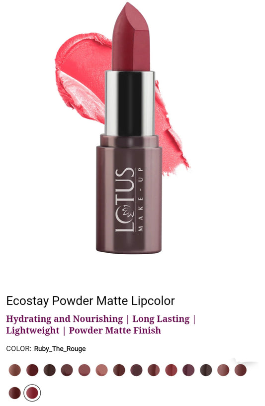 LOTUS MAKEUP ECOSTAY POWDER MATTE LIP COLOR PM16 RUBY & THE ROUGE