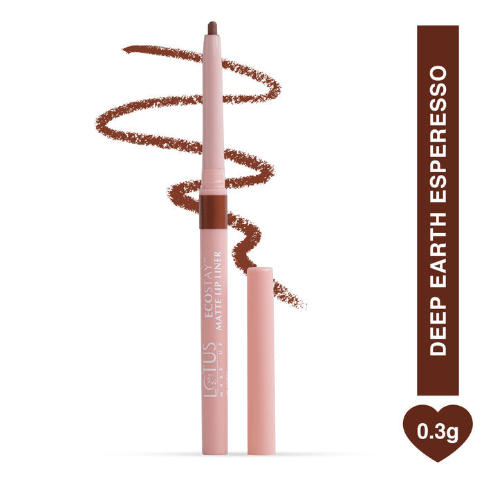 LOTUS MAKEUP ECOSTAY MATTE LIP LINER DEEP EARTH ESPRESSO Transfer-proof & smudge-proof matte lip liner with jojoba oil
