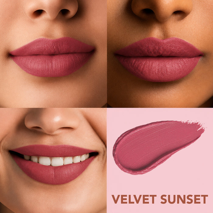 LOTUS MAKEUP ECOSTAY LIP VELVET MATTE LIP COLOR WITH RETINOL ELM02 VELVET SUNSET