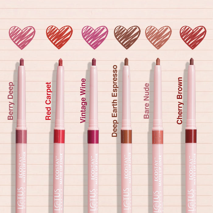 LOTUS MAKEUP ECOSTAY MATTE LIP LINER DEEP EARTH ESPRESSO Transfer-proof & smudge-proof matte lip liner with jojoba oil