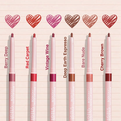 LOTUS MAKEUP ECOSTAY MATTE LIP LINER DEEP EARTH ESPRESSO Transfer-proof & smudge-proof matte lip liner with jojoba oil