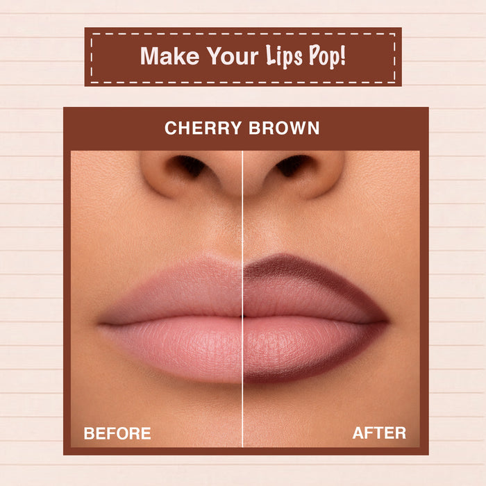 LOTUS MAKEUP ECOSTAY MATTE LIP LINER CHERRY BROWN Transfer-proof & smudge-proof matte lip liner with jojoba oil