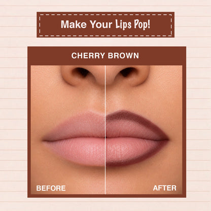 LOTUS MAKEUP ECOSTAY MATTE LIP LINER CHERRY BROWN Transfer-proof & smudge-proof matte lip liner with jojoba oil