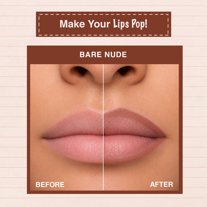 LOTUS MAKEUP ECOSTAY MATTE LIP LINER BARE NUDE Transfer-proof & smudge-proof matte lip liner with jojoba oil