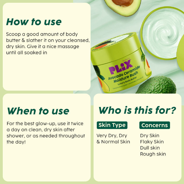 PLIX ACOCADO CERAMIDE MOISTURE RUSH BODY BUTTER 200G