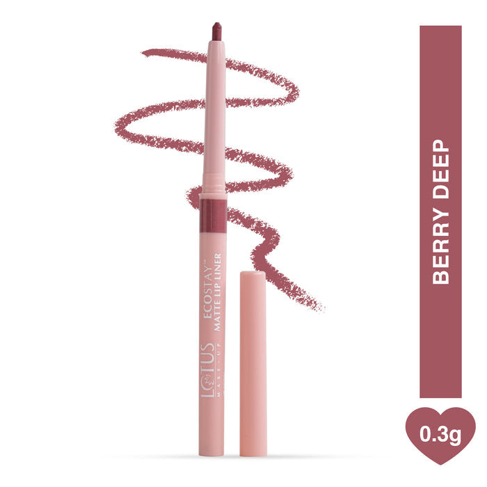 LOTUS MAKEUP ECOSTAY MATTE LIP LINER BERRY DEEP Transfer-proof & smudge-proof matte lip liner with jojoba oil