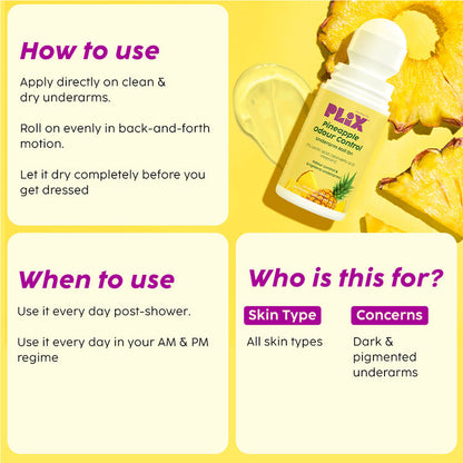 PLIX PINEAPPLE ODOUR CONTROL UNDERARM ROLL ON 50ML