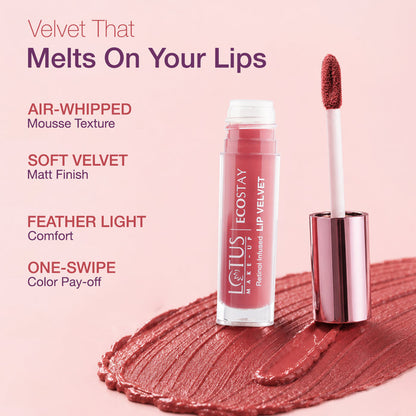 LOTUS MAKEUP ECOSTAY LIP VELVET MATTE LIP COLOR WITH RETINOL ELM02 VELVET SUNSET