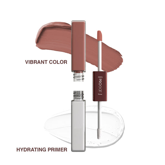 LOTUS MAKEUP PROEDIT LIP PRIMER+MATTE LIP COLOR PL19 WALNUT TRUFFLE