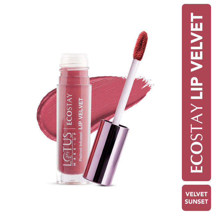 LOTUS MAKEUP ECOSTAY LIP VELVET MATTE LIP COLOR WITH RETINOL ELM02 VELVET SUNSET
