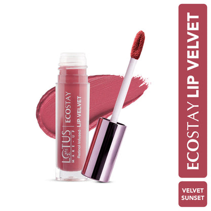 LOTUS MAKEUP ECOSTAY LIP VELVET MATTE LIP COLOR WITH RETINOL ELM02 VELVET SUNSET