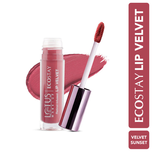 LOTUS MAKEUP ECOSTAY LIP VELVET MATTE LIP COLOR WITH RETINOL ELM02 VELVET SUNSET
