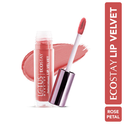 LOTUS MAKEUP ECOSTAY LIP VELVET MATTE LIP COLOR WITH RETINOL ELM07 ROSE PETAL