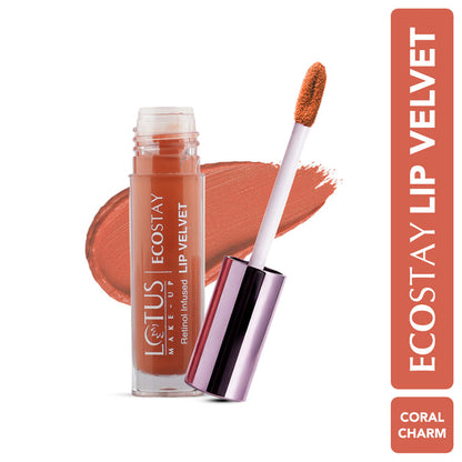 LOTUS MAKEUP ECOSTAY LIP VELVET MATTE LIP COLOR WITH RETINOL ELM06 CORAL CHARM