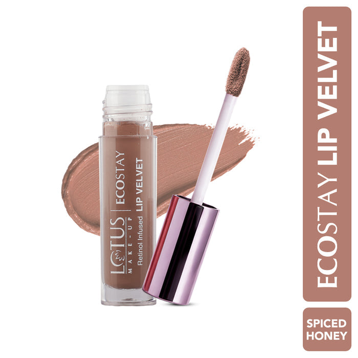 LOTUS MAKEUP ECOSTAY LIP VELVET MATTE LIP COLOR WITH RETINOL ELM11 SPICED HONEY