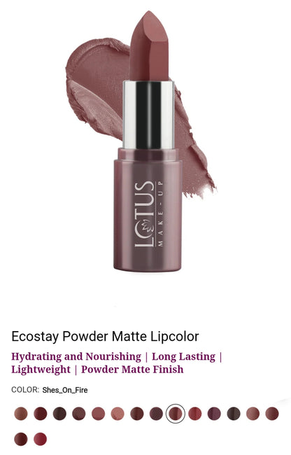 LOTUS MAKEUP ECOSTAY POWDER MATTE LIP COLOR PM09 SHES ON FIRE