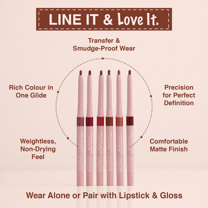 LOTUS MAKEUP ECOSTAY MATTE LIP LINER RED CARPET Transfer-proof & smudge-proof matte lip liner with jojoba oil