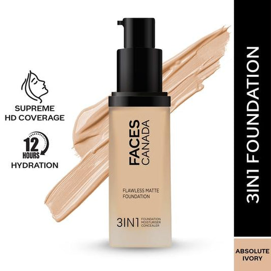 FACES FOUNDATION 3IN1 012 ABSOLUTE IVORY 30ML