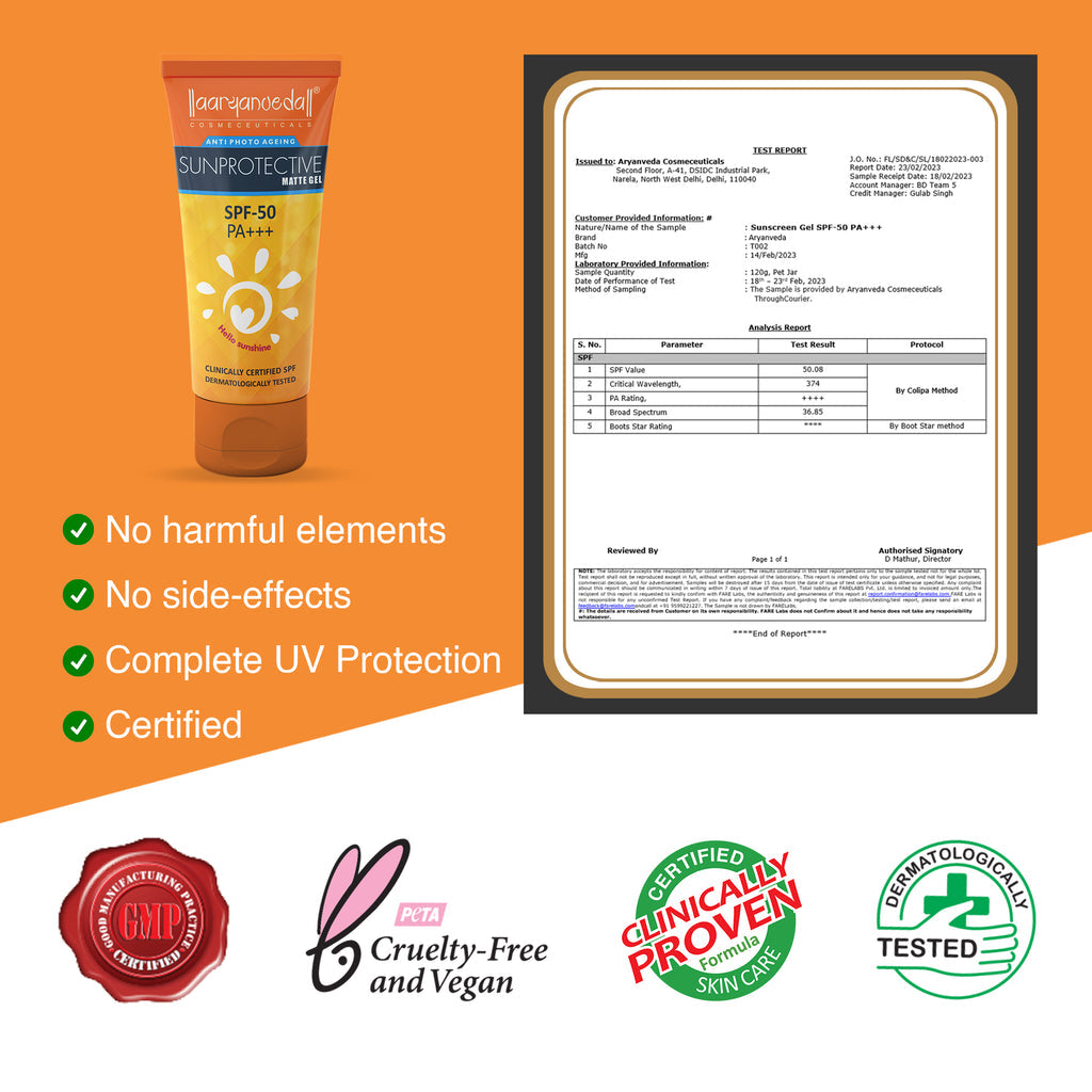 ARYANVEDA SUN PROTECTIVE MATTE GEL SPF 50 PA 60ML